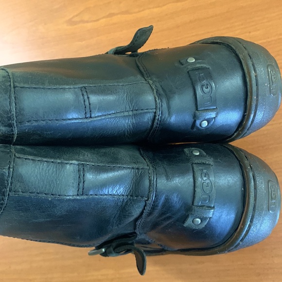 UGG ‘Bryce’ Lodge Black Leather side Zip Buckle Motorcycle Boot - Picture 7 of 14